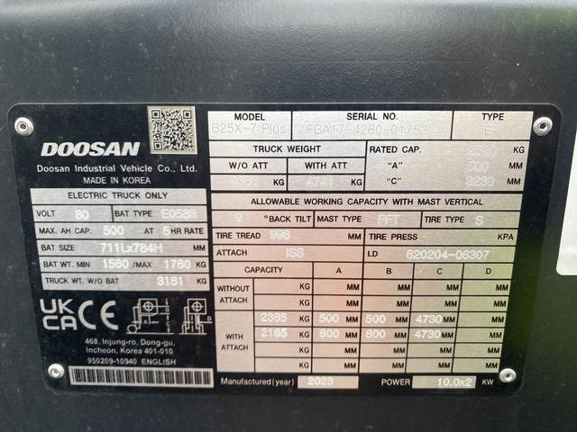 Doosan B25X-7 PLUS - Elektritõstuk: pilt 5 Doosan B25X-7 PLUS - Elektritõstuk: pilt 5