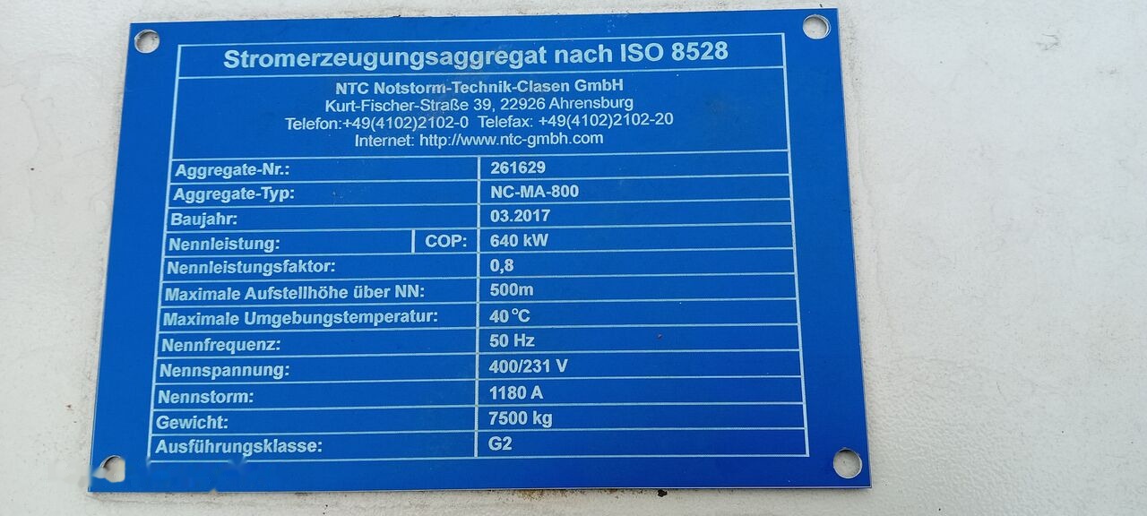 MAN MAN Generator Set Stamford 640 KW 800 KVA Diesel, 2017 Model, 931 HP, 8000 kg, Low Hours, For Sale in Poland - Generaatorikomplekt: pilt 4 MAN MAN Generator Set Stamford 640 KW 800 KVA Diesel, 2017 Model, 931 HP, 8000 kg, Low Hours, For Sale in Poland - Generaatorikomplekt: pilt 4