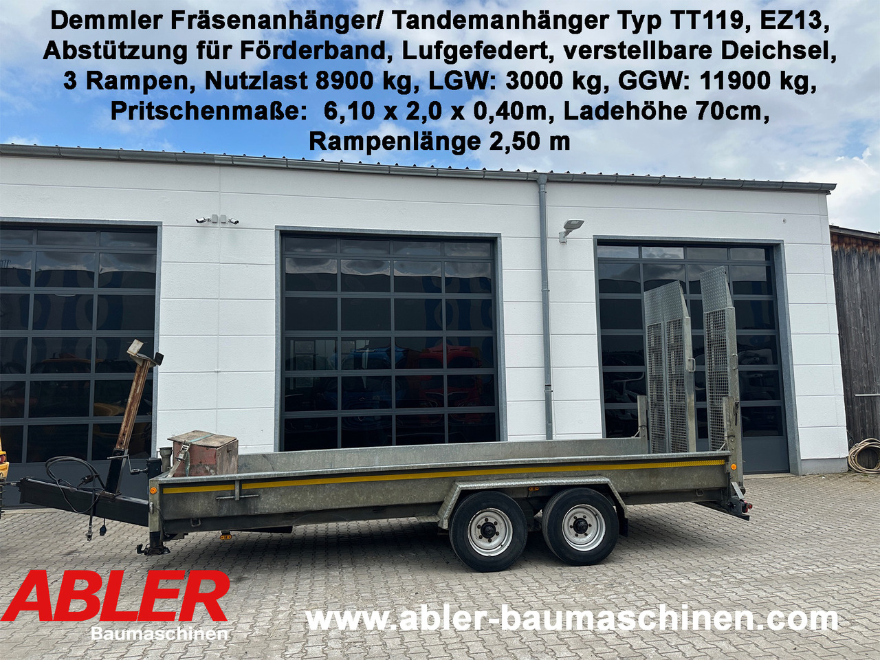 Demmler Tandem-Tiefladeranhänger Fräsenanhänger - Madal platvorm järelhaagis: pilt 1 Demmler Tandem-Tiefladeranhänger Fräsenanhänger - Madal platvorm järelhaagis: pilt 1