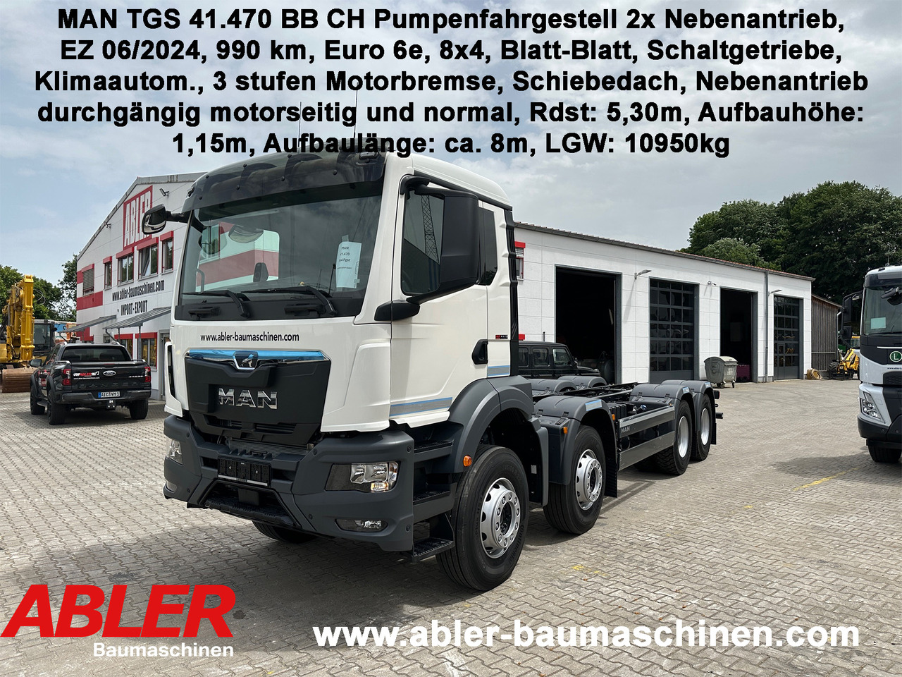 MAN TGS 41.470 8x4 BB CH Pumpenfahrgestell 2x Nebenatrieb - Kabiinišassiiga veoauto: pilt 1 MAN TGS 41.470 8x4 BB CH Pumpenfahrgestell 2x Nebenatrieb - Kabiinišassiiga veoauto: pilt 1