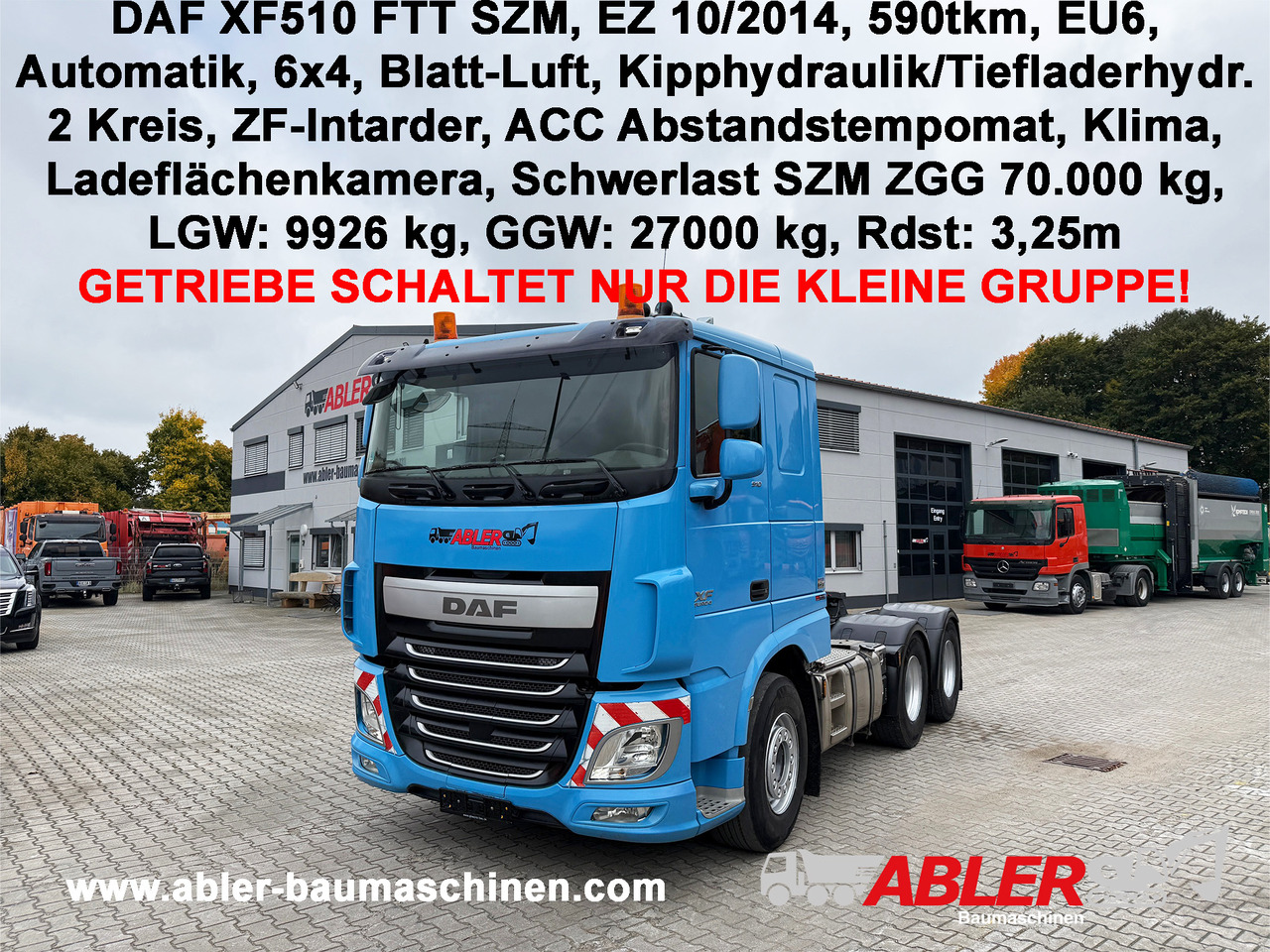 DAF XF510 FTT SZM Schwerlast 70t Kipphydr. Intarder - Sadulveok: pilt 1 DAF XF510 FTT SZM Schwerlast 70t Kipphydr. Intarder - Sadulveok: pilt 1