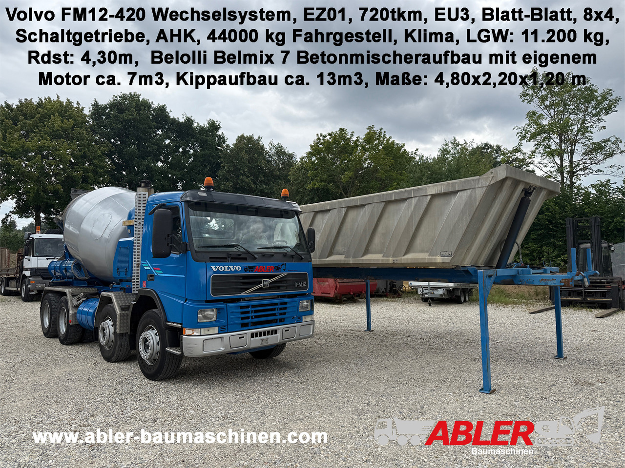 Volvo FM 12 420 WECHSELSYSTEM Betonmischer + Kipper AHK Klima - Autobetoonisegisti: pilt 1 Volvo FM 12 420 WECHSELSYSTEM Betonmischer + Kipper AHK Klima - Autobetoonisegisti: pilt 1