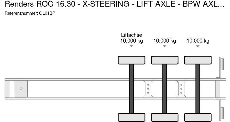 Konteinerveduk/ Tõstukiga poolhaagis Renders ROC 16.30 - X-STEERING - LIFT AXLE - BPW AXLES - DISC BRAKES - EXTENDABLE -: pilt 7