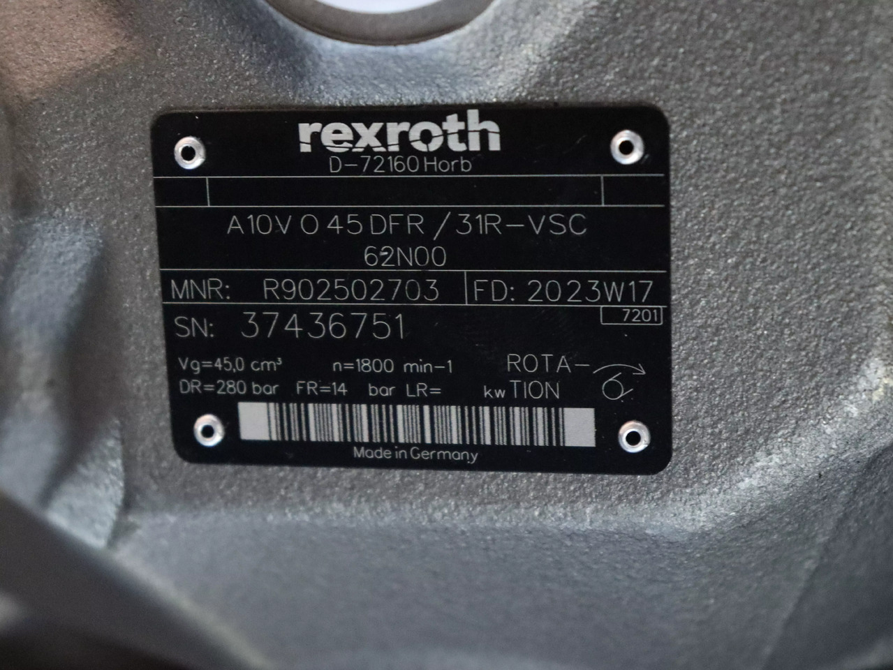 REXROTH A10VO45DFR/31R-VSC62N00 - Hüdrauliline pump - Ehitusmasinad: pilt 4 REXROTH A10VO45DFR/31R-VSC62N00 - Hüdrauliline pump - Ehitusmasinad: pilt 4