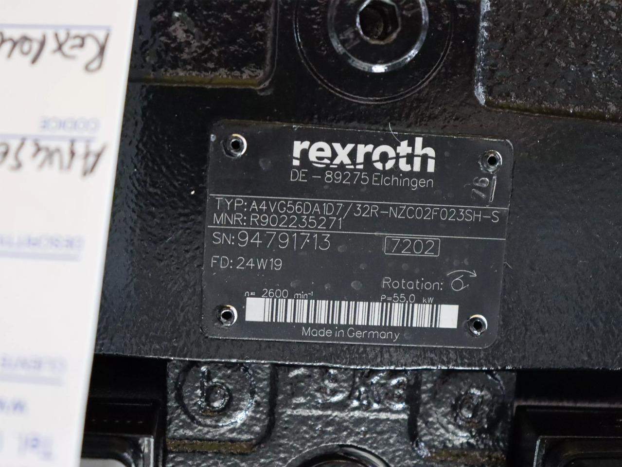 REXROTH A4VG56DA1D7/32R-NZC02F023SH-S - Hüdrauliline pump - Materjali käitlemise seade: pilt 3 REXROTH A4VG56DA1D7/32R-NZC02F023SH-S - Hüdrauliline pump - Materjali käitlemise seade: pilt 3