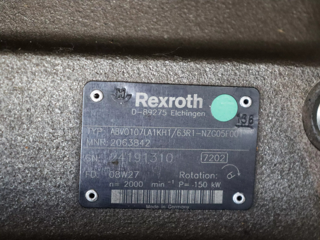REXROTH A8VO107LA1KH1/63R1-NZG05F001 - Hüdrauliline pump - Materjali käitlemise seade: pilt 5 REXROTH A8VO107LA1KH1/63R1-NZG05F001 - Hüdrauliline pump - Materjali käitlemise seade: pilt 5