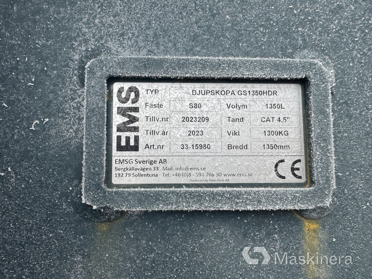 EMS Djupskopa GS1350HDR Djupskopa EMS 1350L S80 - Ekskavaatori kopp: pilt 4 EMS Djupskopa GS1350HDR Djupskopa EMS 1350L S80 - Ekskavaatori kopp: pilt 4