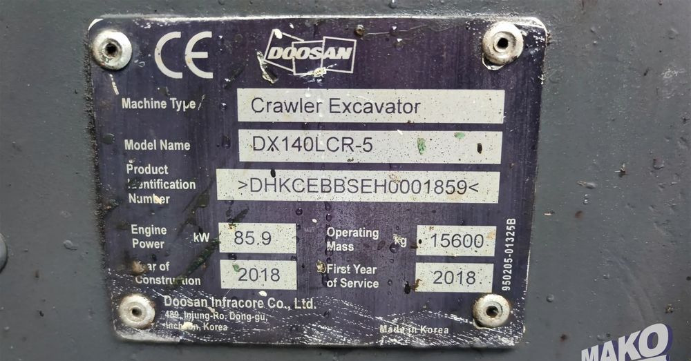 Lintekskavaator Doosan DX140LCR-5: pilt 12