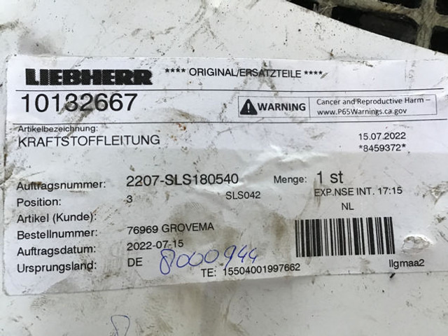 Liebherr Fuel Line - Kütusesüsteem: pilt 2 Liebherr Fuel Line - Kütusesüsteem: pilt 2