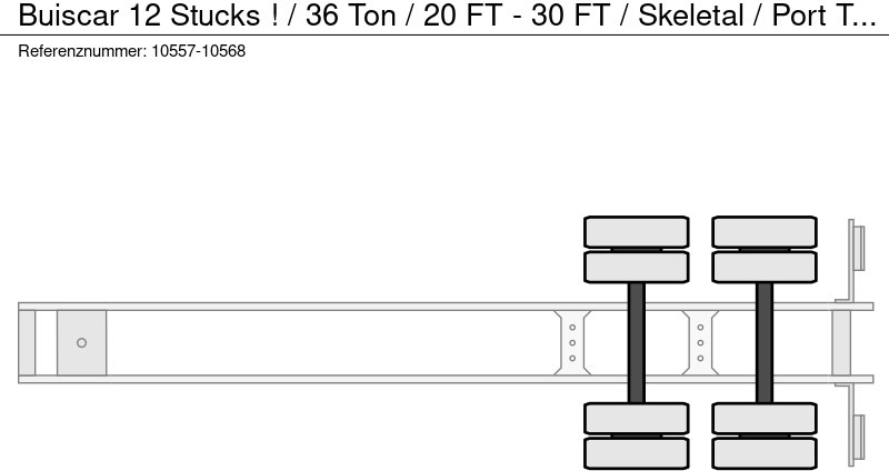 Konteinerveduk/ Tõstukiga poolhaagis Buiscar 12 Stucks ! / 36 Ton / 20 FT - 30 FT / Skeletal / Port Trailer: pilt 10