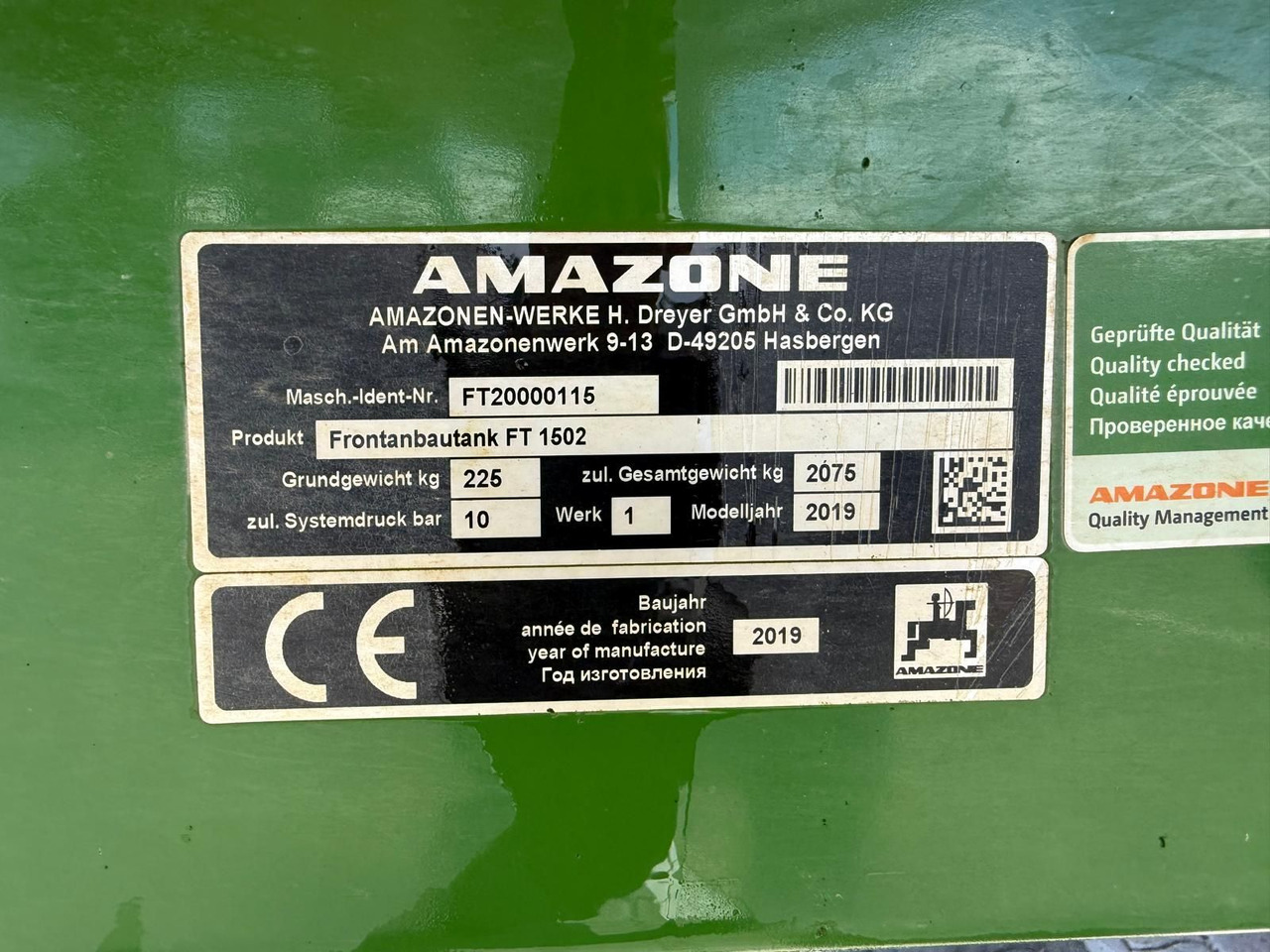 Amazone Amazone FT 1502 - Traktorilt tõusev pritsija: pilt 4 Amazone Amazone FT 1502 - Traktorilt tõusev pritsija: pilt 4