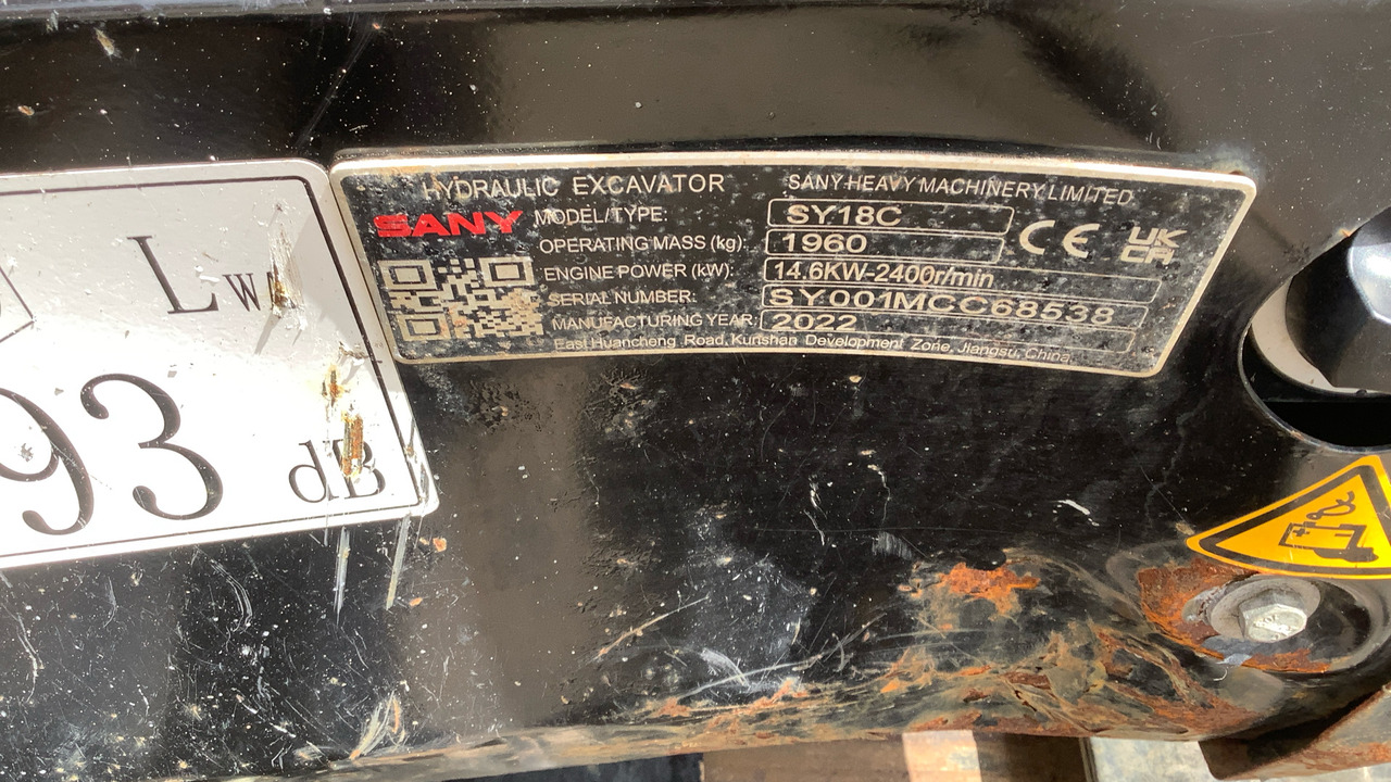Miniekskavaator SANY SY18C: pilt 11
