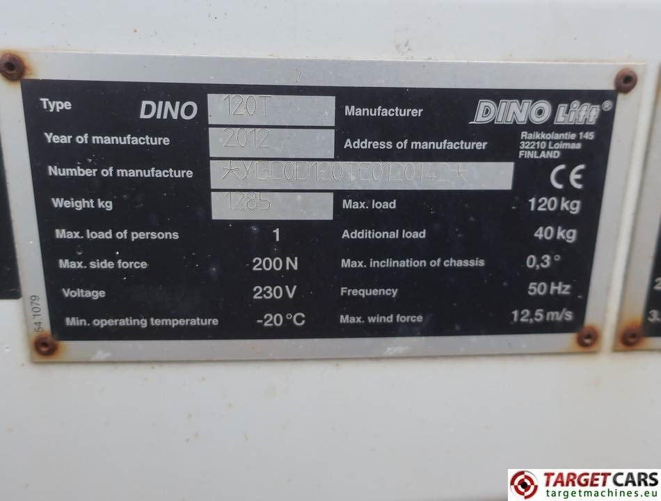 Teleskooppoom Dino DinoLift 120T Telescopic Electric Boom Lift 1200cm: pilt 10