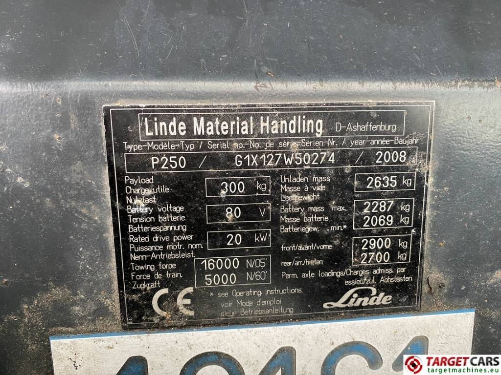 Munitsipaaltraktor Linde P250 Tow Tug Truck Tractor Electric 80V Max 25T: pilt 17