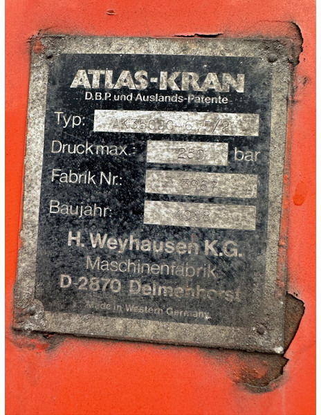 Atlas AK3500C 6.5/2 - Kraana-manipulaator - Veoauto: pilt 2 Atlas AK3500C 6.5/2 - Kraana-manipulaator - Veoauto: pilt 2