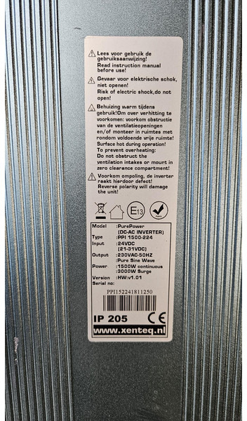 Diversen Omvormer Pure power PPI 1500-224 24V 230V 1500W/ 3000W - Elektrisüsteem - Veoauto: pilt 3 Diversen Omvormer Pure power PPI 1500-224 24V 230V 1500W/ 3000W - Elektrisüsteem - Veoauto: pilt 3
