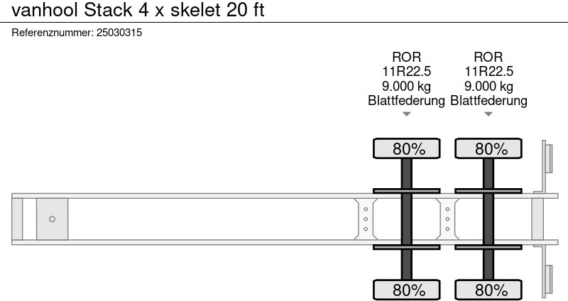 Konteinerveduk/ Tõstukiga poolhaagis Van Hool Stack 4 x skelet 20 ft: pilt 9