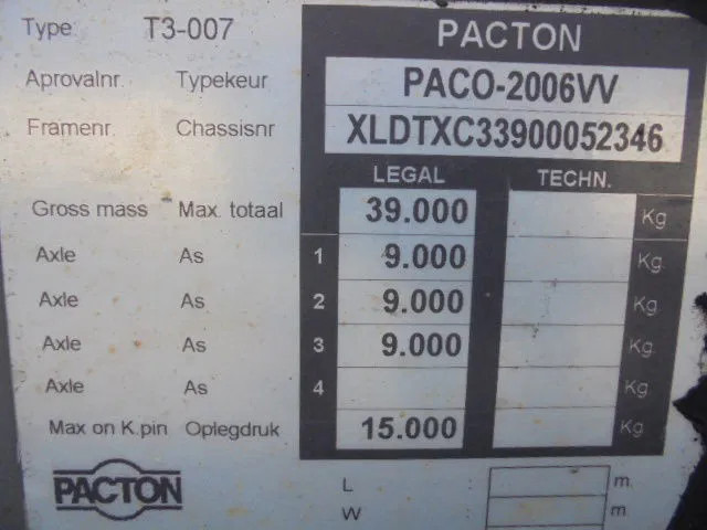 Konteinerveduk/ Tõstukiga poolhaagis Pacton T3 007 45 FT NL KENTEKEN 10X IN STOCK: pilt 12