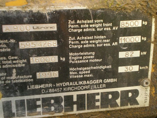 LIEBHERR A900LI - Ratastel ekskavaator: pilt 2 LIEBHERR A900LI - Ratastel ekskavaator: pilt 2
