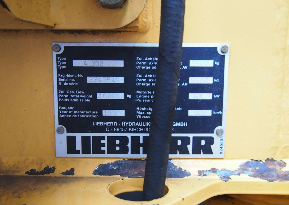 Pozostałe części Liebherr Liebherr A308 1999 Koparka kołowa Liebherr 308 - Ekskavaator: pilt 3 Pozostałe części Liebherr Liebherr A308 1999 Koparka kołowa Liebherr 308 - Ekskavaator: pilt 3
