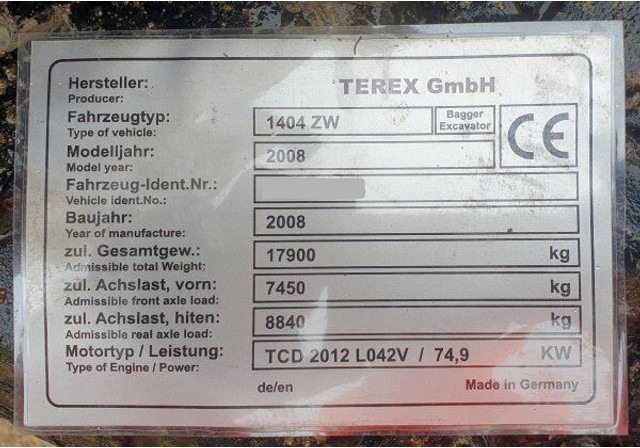 Atlas Terex 1404 ZW - Ekskavaator: pilt 5 Atlas Terex 1404 ZW - Ekskavaator: pilt 5