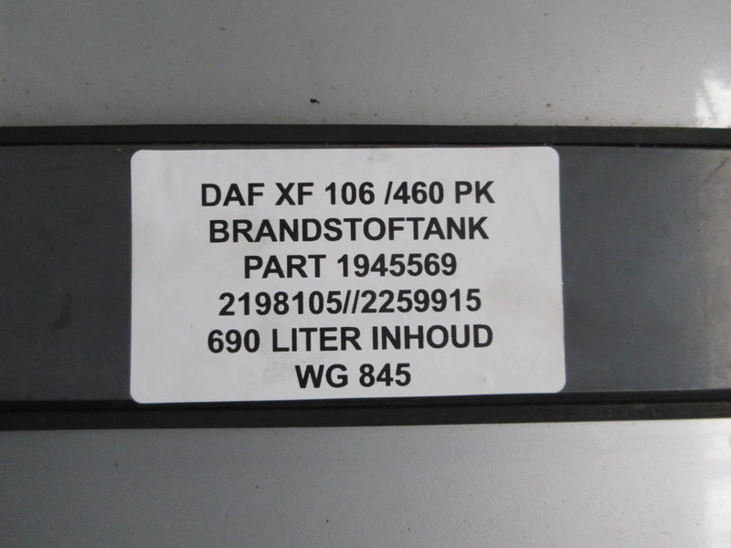 DAF 1945569 DIELESTANK 690 LITER DAF XF CF EURO 6 - Kütusepaak - Veoauto: pilt 5 DAF 1945569 DIELESTANK 690 LITER DAF XF CF EURO 6 - Kütusepaak - Veoauto: pilt 5