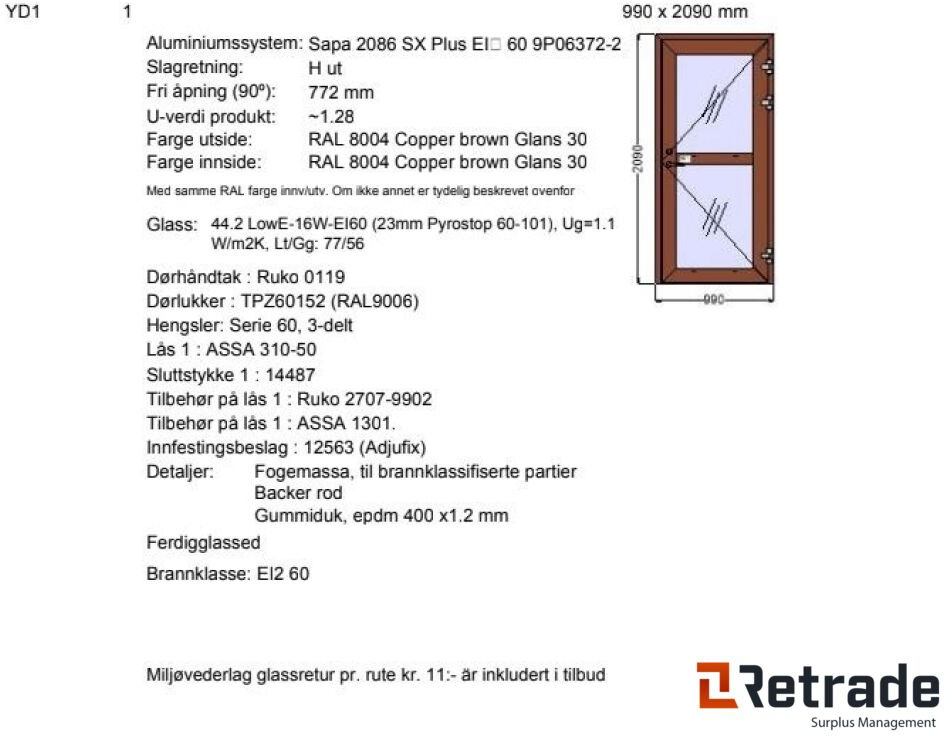 Nordan Branndør og vindu. - Tööriist/ Seadmed: pilt 4 Nordan Branndør og vindu. - Tööriist/ Seadmed: pilt 4
