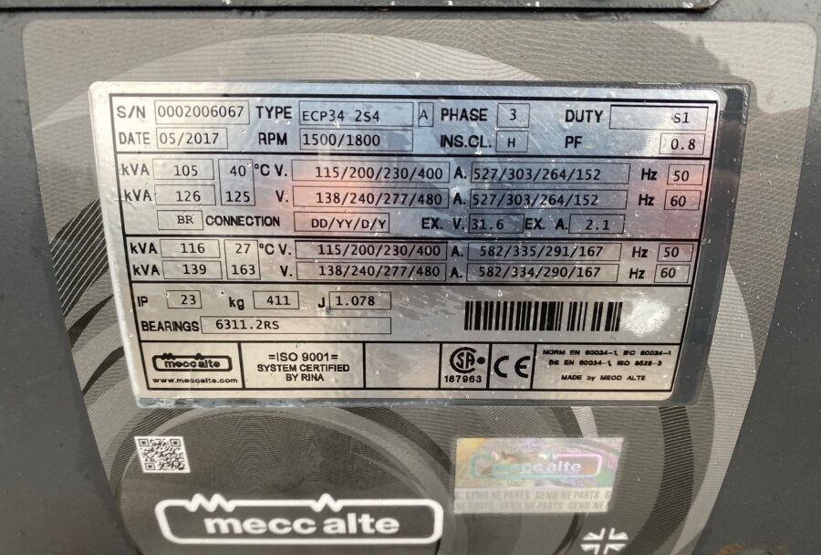 Diversen ECP34 2S4 - Iveco Engine,126kVA,New oils, filters, Mecc Alte ECP34 2S4 - Generaatorikomplekt: pilt 4 Diversen ECP34 2S4 - Iveco Engine,126kVA,New oils, filters, Mecc Alte ECP34 2S4 - Generaatorikomplekt: pilt 4