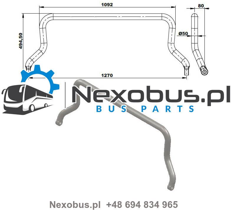 Stabilizator Setra 431DT 531DT przód - Vedrustus - Buss: pilt 1 Stabilizator Setra 431DT 531DT przód - Vedrustus - Buss: pilt 1