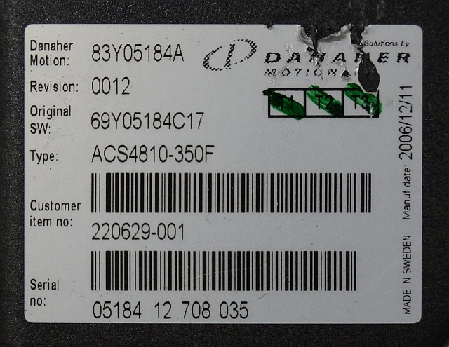 Toyota/BT 220629-001 | Danaher motion AC Superdrive motor controller 83Y05184A A - Mootori juhtimisseade - Materjali käitlemise seade: pilt 2 Toyota/BT 220629-001 | Danaher motion AC Superdrive motor controller 83Y05184A A - Mootori juhtimisseade - Materjali käitlemise seade: pilt 2