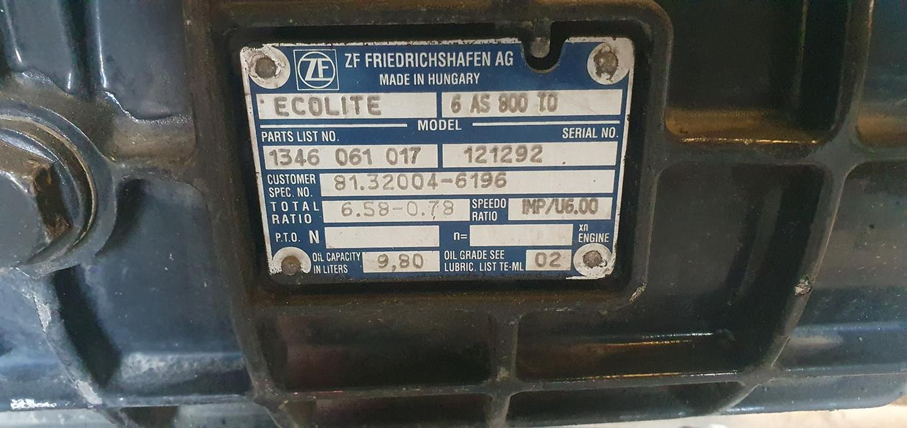ZF ECOLITE 6 AS 800 TO - AUTOMATIC - Käigukast - Veoauto: pilt 5 ZF ECOLITE 6 AS 800 TO - AUTOMATIC - Käigukast - Veoauto: pilt 5