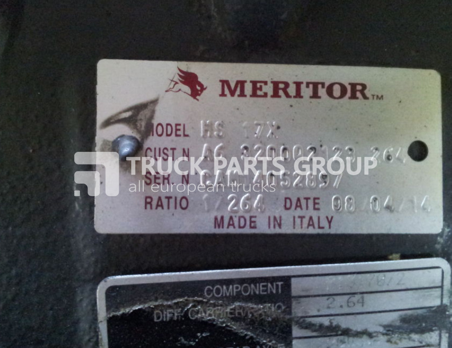 RENAULT MERITOR RSS1344C, ratio 2.64; 2.85; 3.08, MERITOR RSS1344C, MS17 differential - Diferentsiaalvarustus - Veoauto: pilt 1 RENAULT MERITOR RSS1344C, ratio 2.64; 2.85; 3.08, MERITOR RSS1344C, MS17 differential - Diferentsiaalvarustus - Veoauto: pilt 1