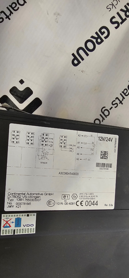 MAN MAN TGX, TGX EURO6 emission tachograph, typ SE5000, by STONERIDGE electronics, road control system 12V/24V, 1381.7550303007, A3C0604540020, A2C16768800, 0000785068, 900208R7, 81271016595, 81258177131 - Varuosa - Veoauto: pilt 4 MAN MAN TGX, TGX EURO6 emission tachograph, typ SE5000, by STONERIDGE electronics, road control system 12V/24V, 1381.7550303007, A3C0604540020, A2C16768800, 0000785068, 900208R7, 81271016595, 81258177131 - Varuosa - Veoauto: pilt 4