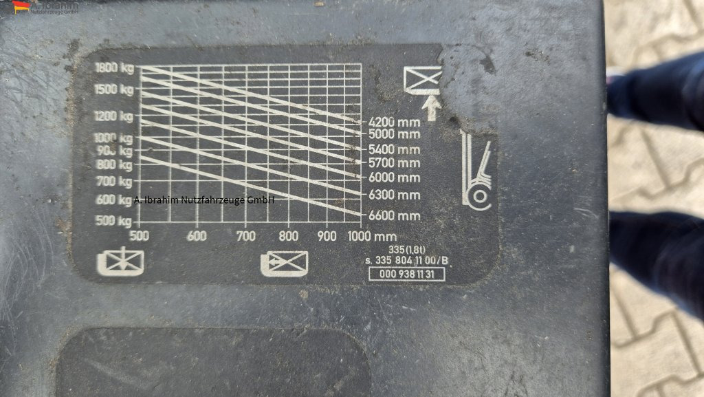 Linde E18 P Triplexmast Hubhöhe 6.60 m lt. Traglastdiagramm - Elektritõstuk: pilt 3 Linde E18 P Triplexmast Hubhöhe 6.60 m lt. Traglastdiagramm - Elektritõstuk: pilt 3