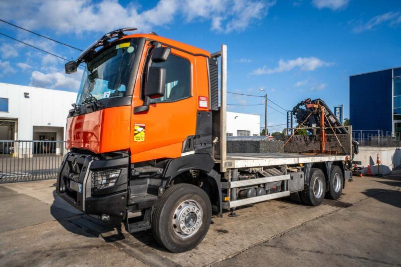 Renault K 380+HIAB 16T/m ( 4 Ext.) - Madelveok/ Platvormveok, Kraanaga veoauto: pilt 1 Renault K 380+HIAB 16T/m ( 4 Ext.) - Madelveok/ Platvormveok, Kraanaga veoauto: pilt 1