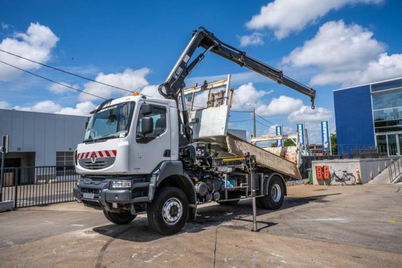 Renault KERAX 370 DXI + TRI BENNE+HIAB 16t/m + 2 EXT - Kallurauto, Kraanaga veoauto: pilt 1 Renault KERAX 370 DXI + TRI BENNE+HIAB 16t/m + 2 EXT - Kallurauto, Kraanaga veoauto: pilt 1
