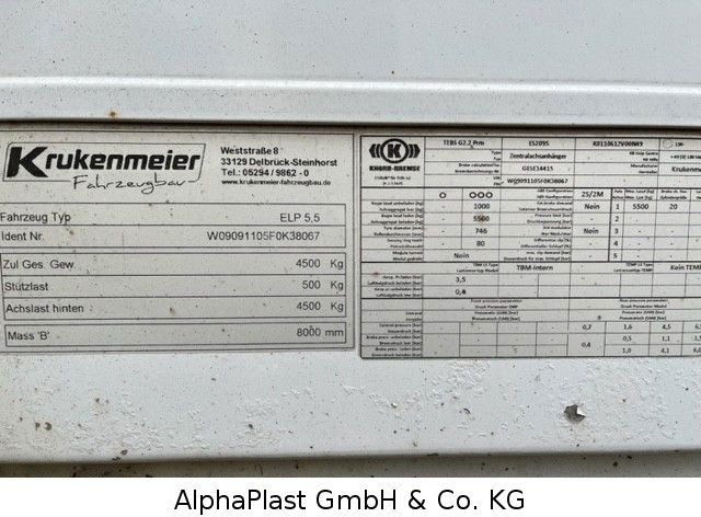 Krukenmeier Schiebeplane 1-Achs Hänger - Muu seadmestik: pilt 5 Krukenmeier Schiebeplane 1-Achs Hänger - Muu seadmestik: pilt 5