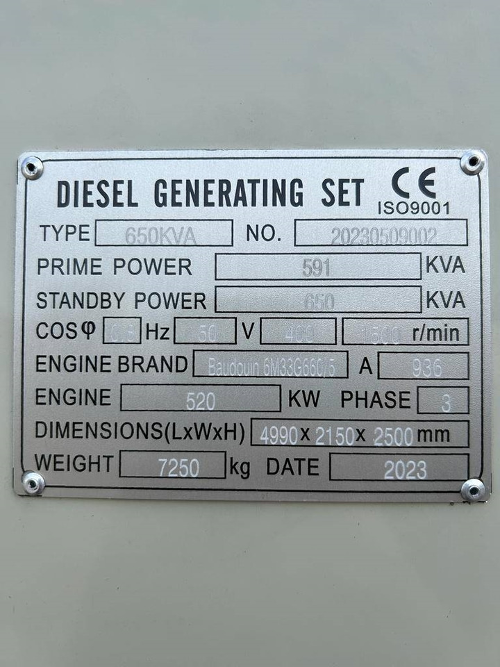 Baudouin 6M33G660/5 - 650 kVA Generator - DPX-19879 - Generaatorikomplekt: pilt 4 Baudouin 6M33G660/5 - 650 kVA Generator - DPX-19879 - Generaatorikomplekt: pilt 4