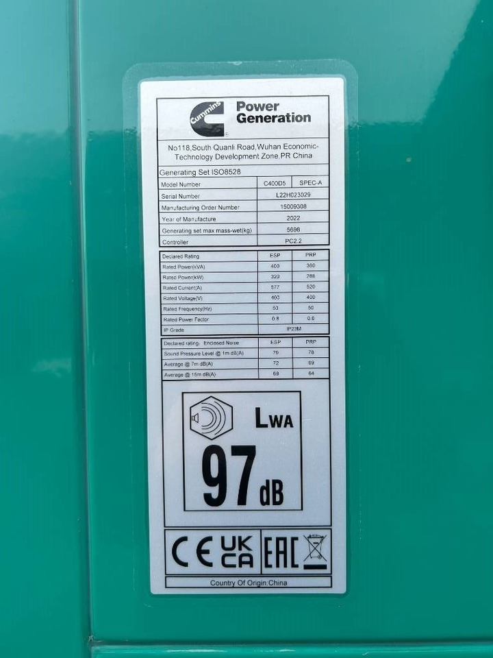 Cummins C400D5 - 400 kVA Generator - DPX-18518 - Generaatorikomplekt: pilt 4 Cummins C400D5 - 400 kVA Generator - DPX-18518 - Generaatorikomplekt: pilt 4