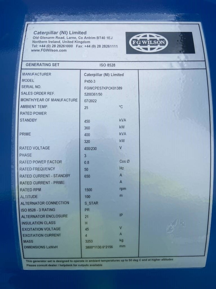 FG Wilson P450-3 - 450 kVA Open Genset - DPX-16018-O - Generaatorikomplekt: pilt 4 FG Wilson P450-3 - 450 kVA Open Genset - DPX-16018-O - Generaatorikomplekt: pilt 4