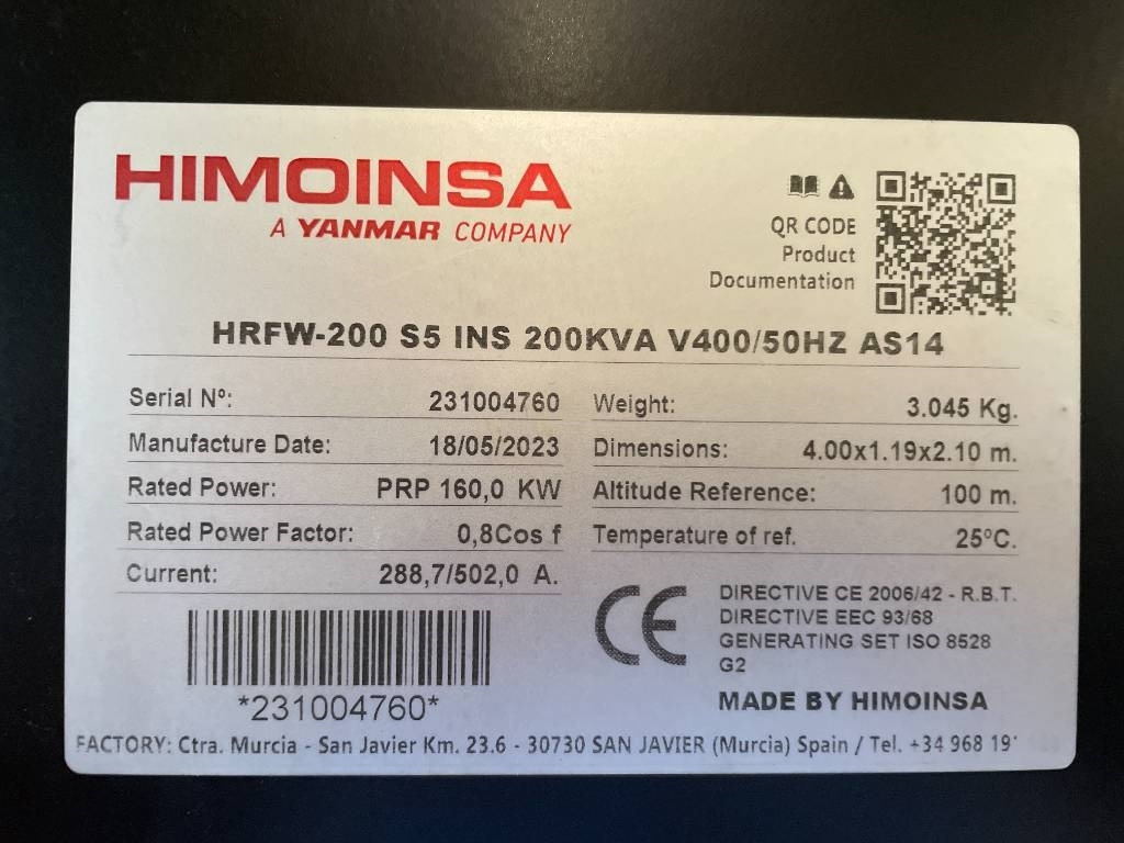 Generaatorikomplekt Himoinsa HRFW-200S5 - 200 kVA Stage V - DPX-12636: pilt 6