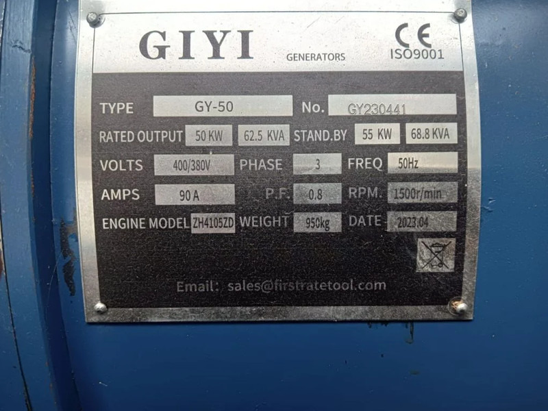 Uus Generaatorikomplekt Giyi GY50 , 62.5 Kva , New Diesel Generator . 3 Phase: pilt 12