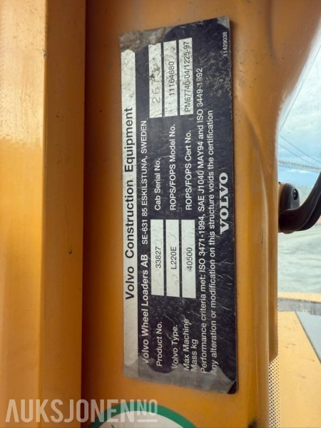 2005 Volvo L220E HJULLASTER - 15364 Timer - Rataslaadur: pilt 5 2005 Volvo L220E HJULLASTER - 15364 Timer - Rataslaadur: pilt 5