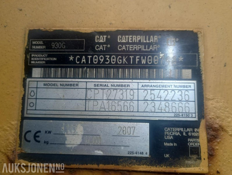 2007 Cat 950 G HJULLASTER - 6237 Timer - Rataslaadur: pilt 5 2007 Cat 950 G HJULLASTER - 6237 Timer - Rataslaadur: pilt 5