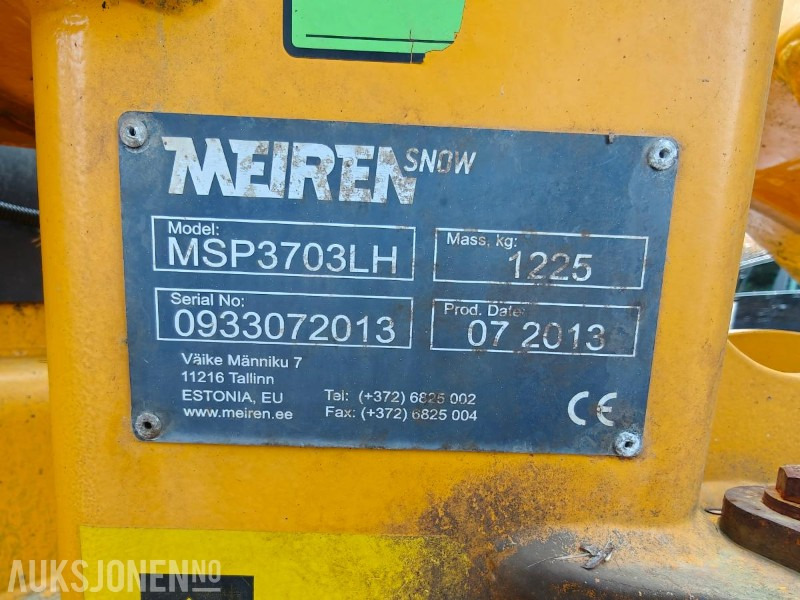 2013 Meiren MSP3703 LH - Snøplog med slapseskjær og parallellogram - Veoauto: pilt 2 2013 Meiren MSP3703 LH - Snøplog med slapseskjær og parallellogram - Veoauto: pilt 2