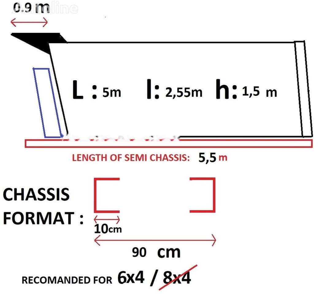 Bena 8x4 cu semissiu si cilindru : 5,5 m lungime semisasiu - Pealisehitus ja välispind - Veoauto: pilt 2 Bena 8x4 cu semissiu si cilindru : 5,5 m lungime semisasiu - Pealisehitus ja välispind - Veoauto: pilt 2
