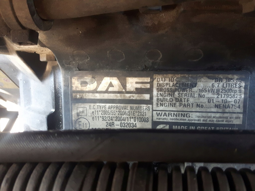 DAF GR165S2 DAF CF 4x2, LF truck - Mootor - Veoauto: pilt 1 DAF GR165S2 DAF CF 4x2, LF truck - Mootor - Veoauto: pilt 1