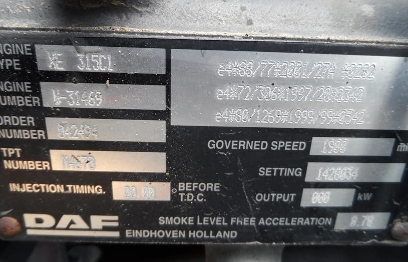 DAF XE 315 C1 DAF XF - Mootor - Veoauto: pilt 2 DAF XE 315 C1 DAF XF - Mootor - Veoauto: pilt 2