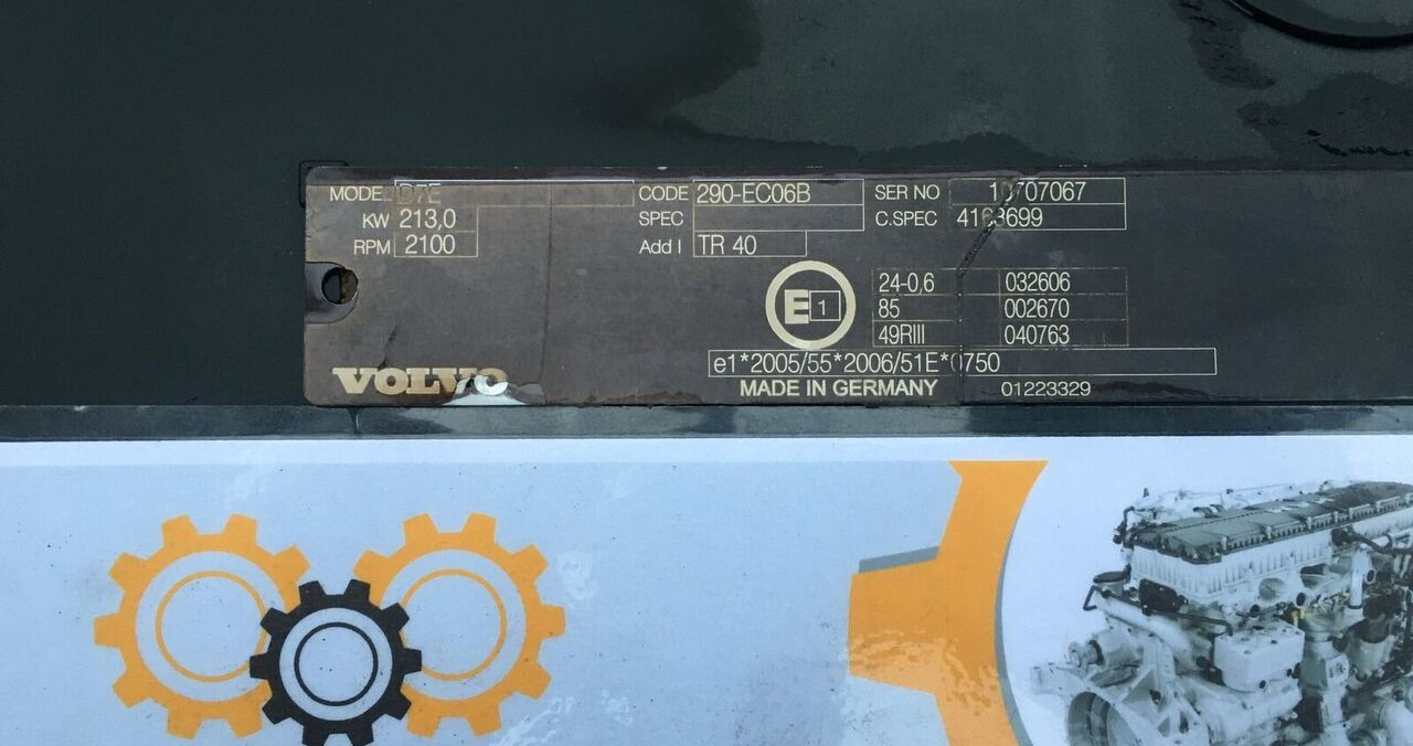 Volvo D7E 290-EC06B Volvo FE, FL - Mootor - Veoauto: pilt 1 Volvo D7E 290-EC06B Volvo FE, FL - Mootor - Veoauto: pilt 1