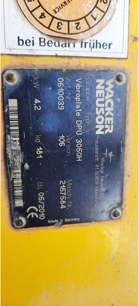 Wacker Rüttelplatte DPU 3050H - Vibraatorplaat: pilt 4 Wacker Rüttelplatte DPU 3050H - Vibraatorplaat: pilt 4
